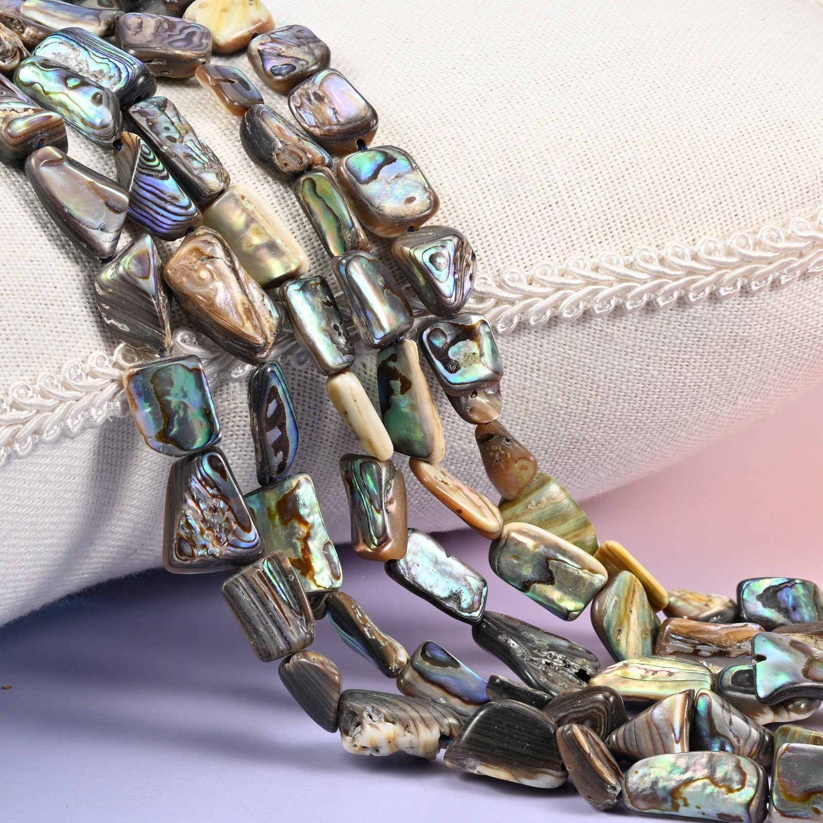 Abalone Shell Freeform Beads: One Side Polished beads, Jewelry Making Supply