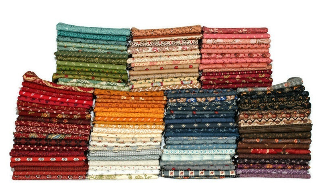 10 Fat Quarters Civil War 1800s Reproduction Cotton Fabric Bundle