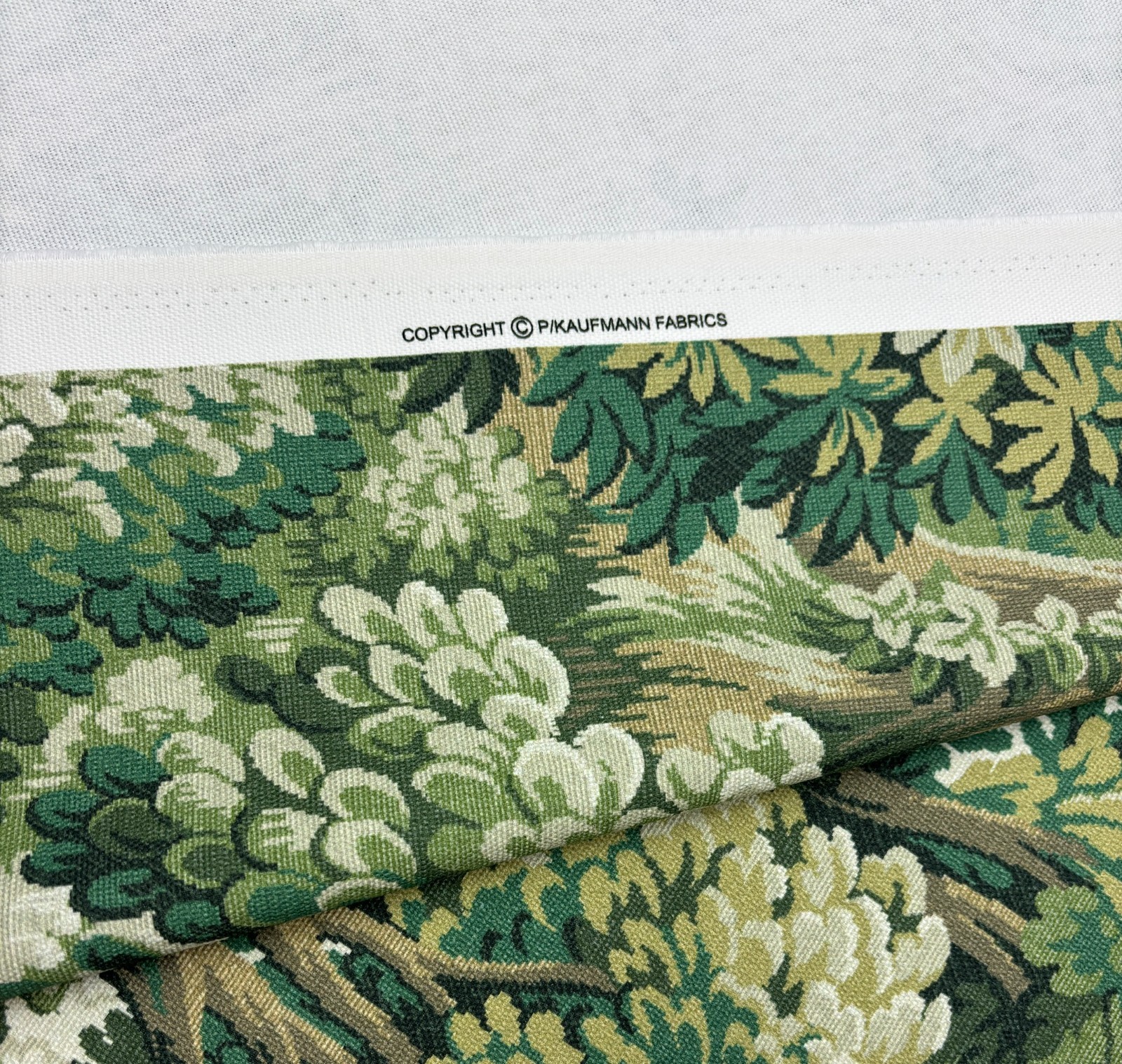 P KAUFMANN INTO THE WOODS EMERALD GREEN TREES MULTIPURPOSE FABRIC BY YARD 54″W