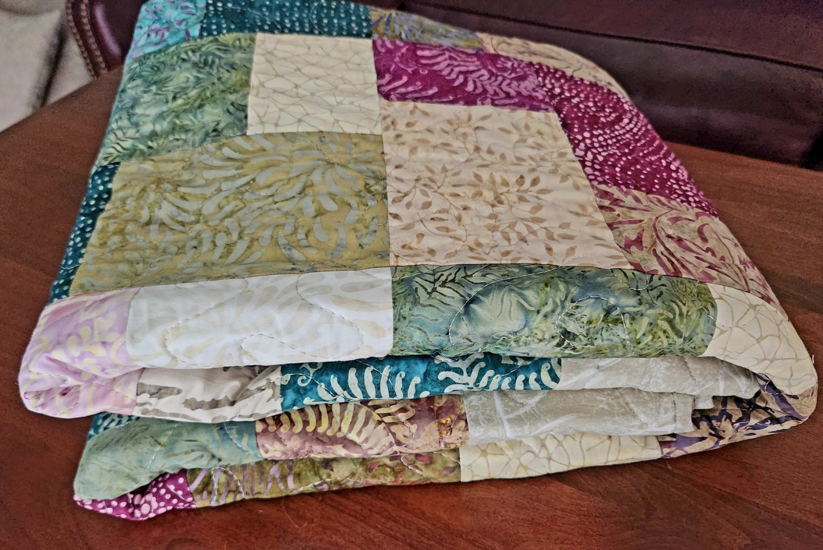Homemade Quilt 60″ x 68″ BATIKS Double Sliced Layer Cake