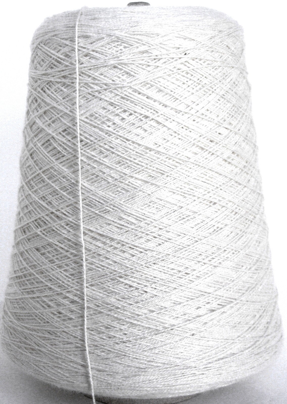 WHITE 10/2 Cotton mercerized cone yarn weave crochet, dye, 1 /2 lb.