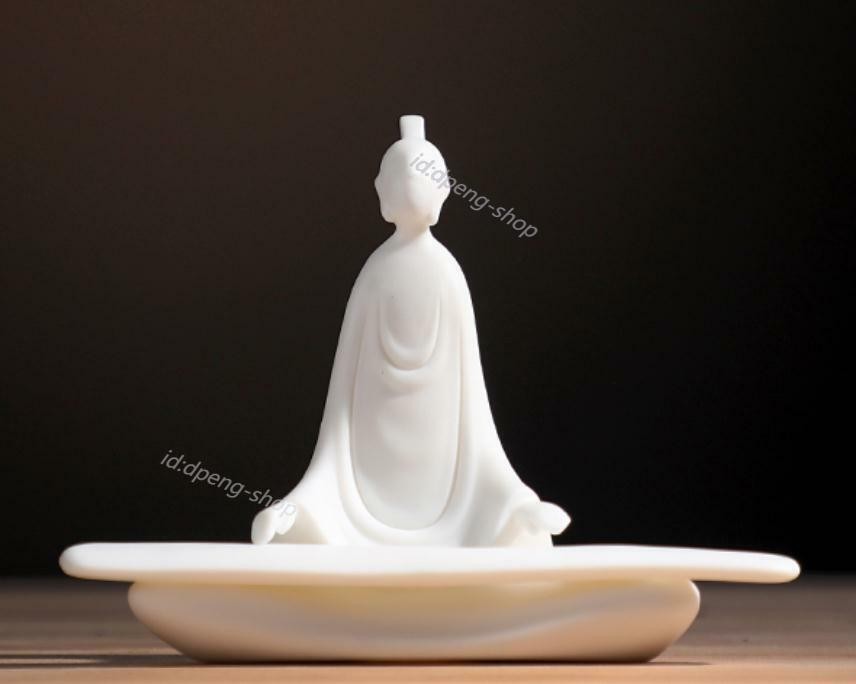 4.7″ China White Porcelain Ceramics No Face A Refined Scholar Figurine Statue 2