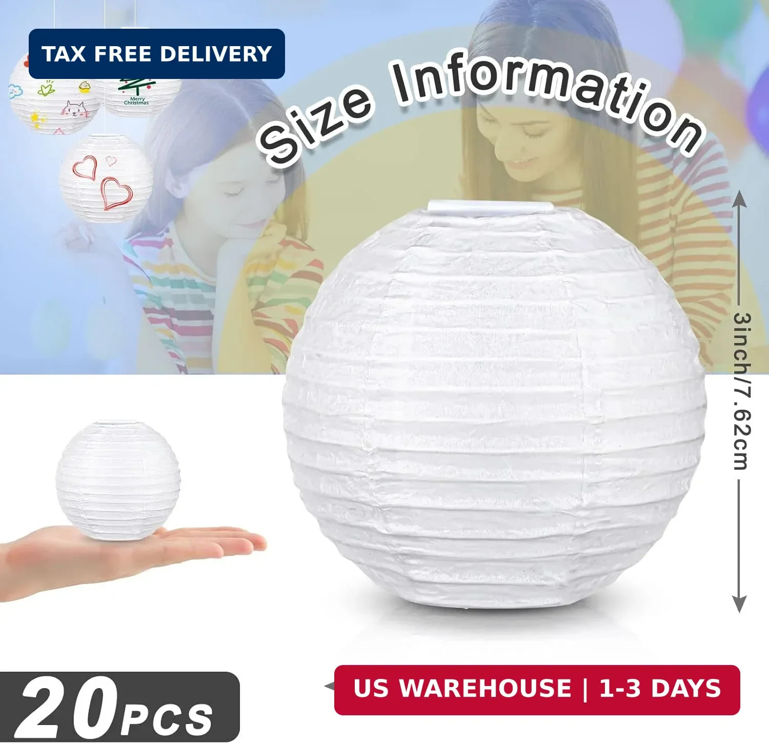 Hortsun 20 Pcs Chinese Japanese Paper Lanterns 3 Inches Decorative Hanging Ball