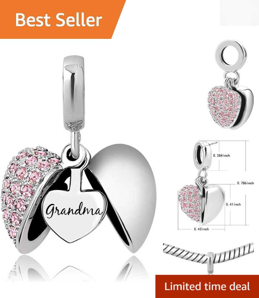 Universal Fit Pink Heart Birthstone Charm for Bracelets – Stylish Gift for Women