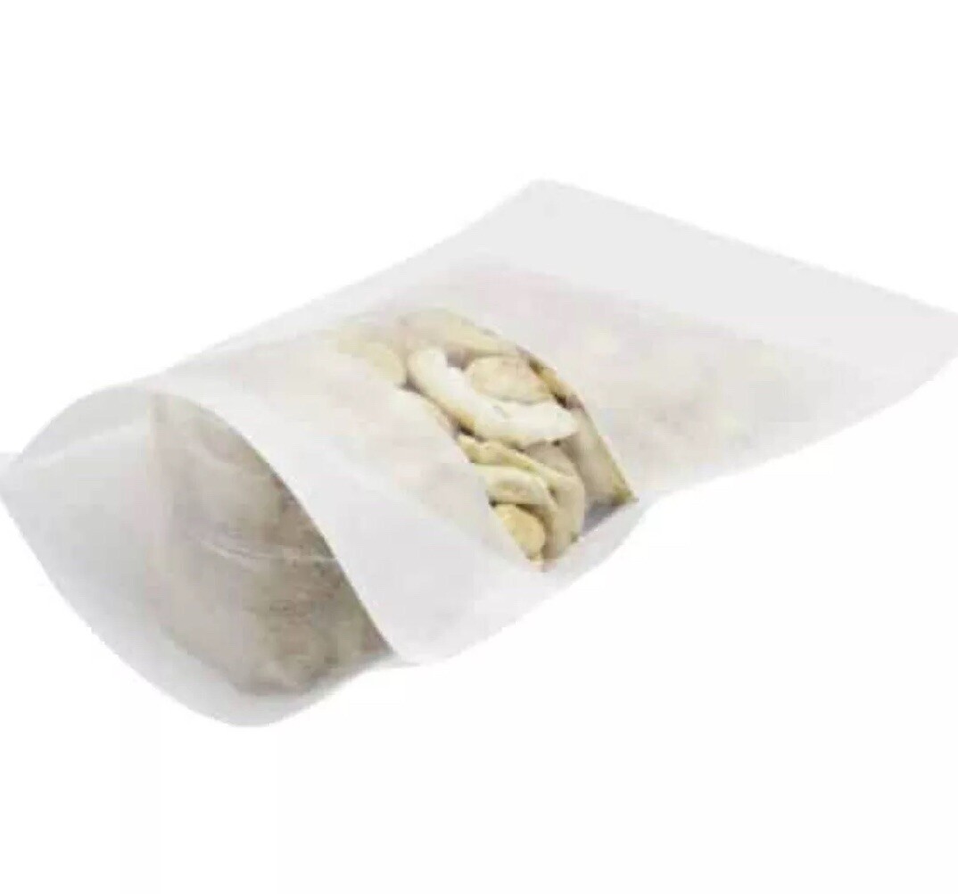 50 2oz White RicePaper Reclosable Zip Bag/window standup Craft Bead Candy Food
