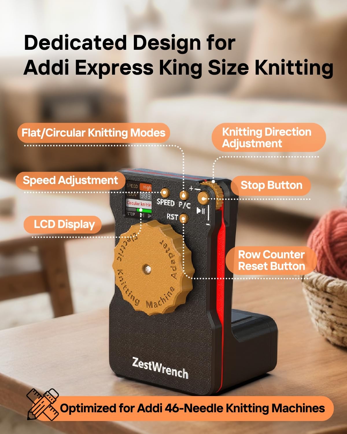 [2025 Upgrade] ZestWrench Electric Knitting Machine Adapter for addi Express Kin