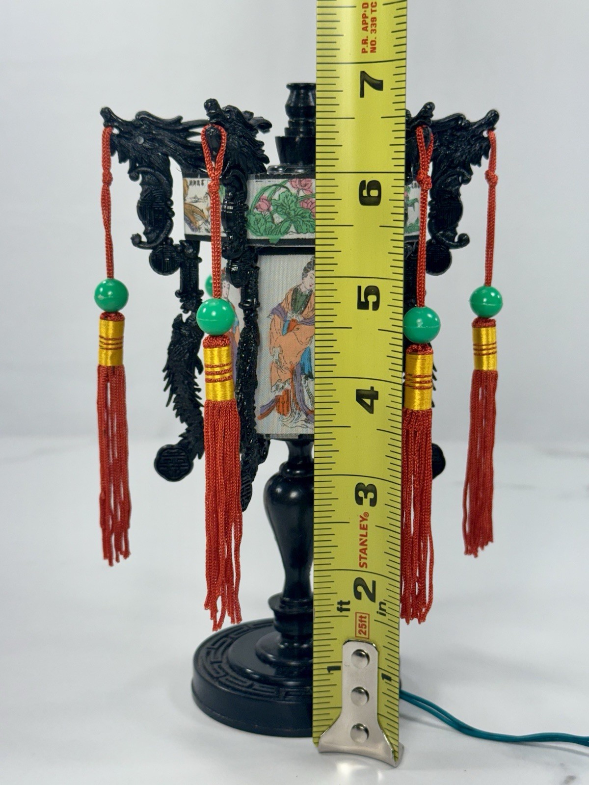 Vintage Chinese Dragon Lantern Table Lamp Light Asian Decor Red Tassels w Box