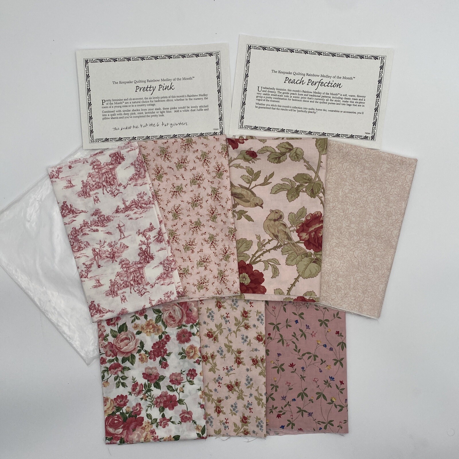 Keepsake Quilting Medley “Peach Perfection” & “Pretty Pink” 7 fat Quarters