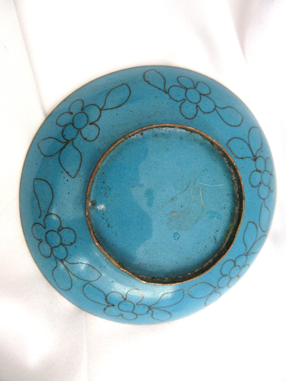 Antique Chinese Cloisonne Trinket Dish Copper 3.75″ VGUC