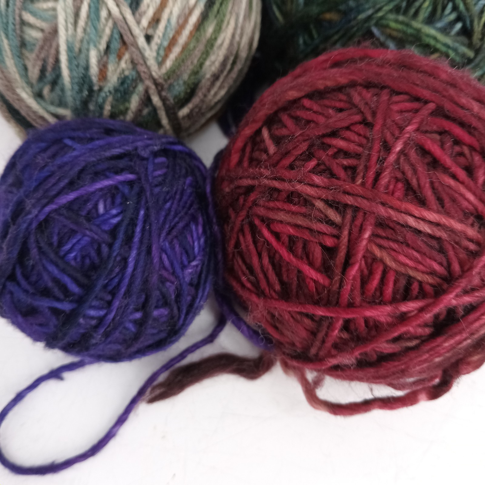 Mixed Yarn Lot Variegated Autumn Berry Purple Blue Brown Balls Vibrant Beautiful