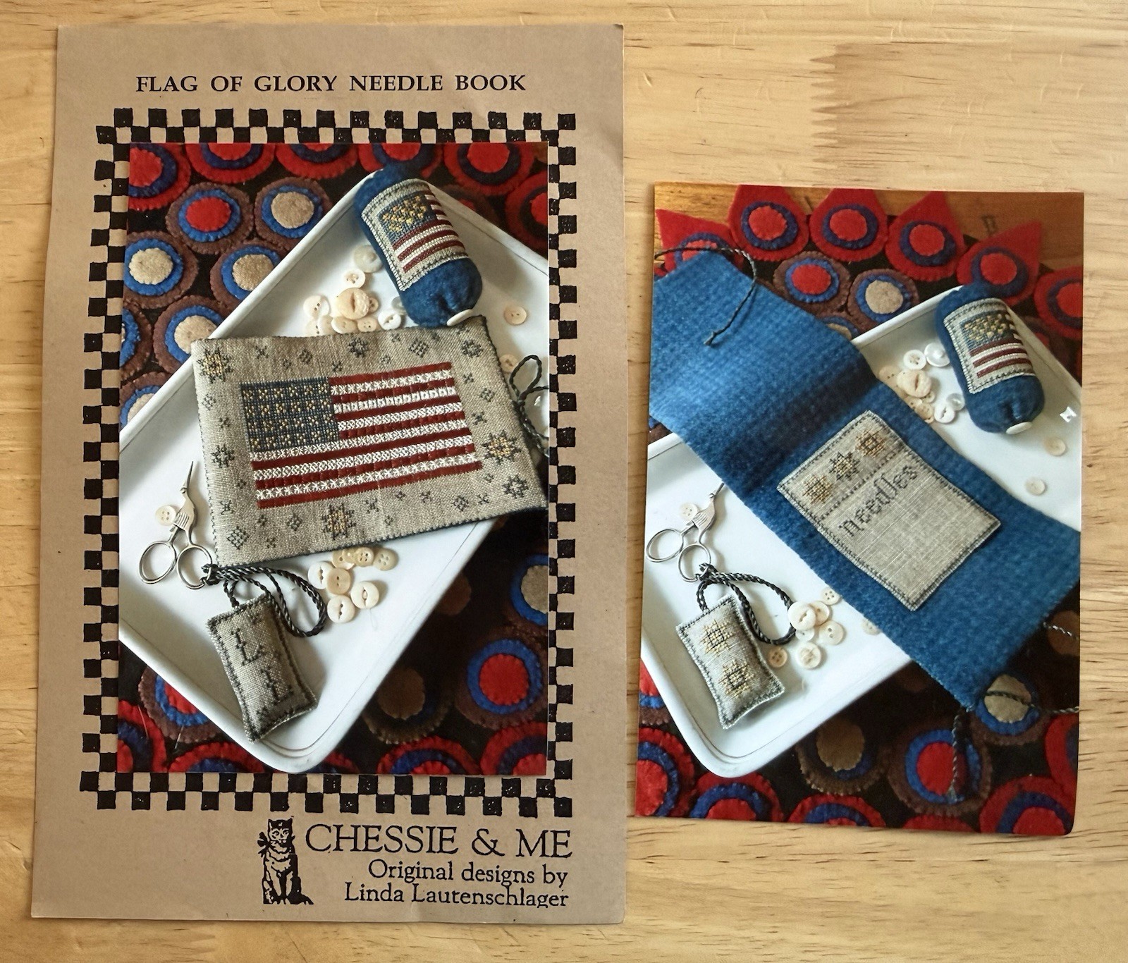 Chessie & Me FLAG OF GLORY NEEDLEBOOK Cross Stitch Chart w Some Wool