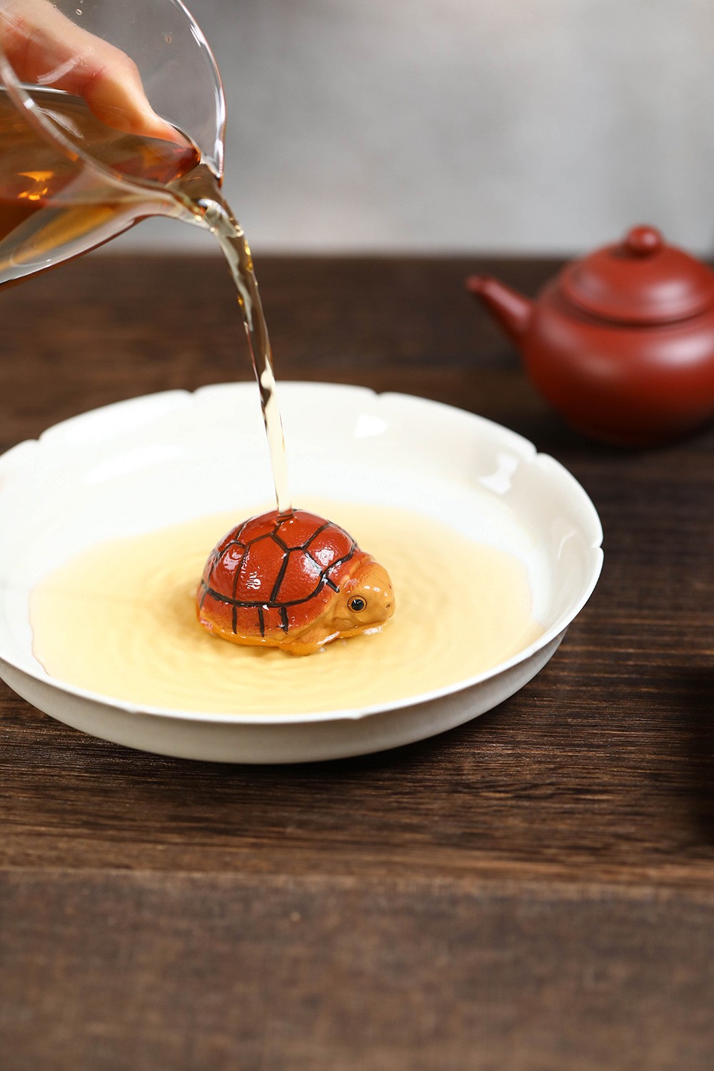 2″ China Yixing Zisha Jiangpo Clay Mini Red Shell Longevity Turtle Tea Pet
