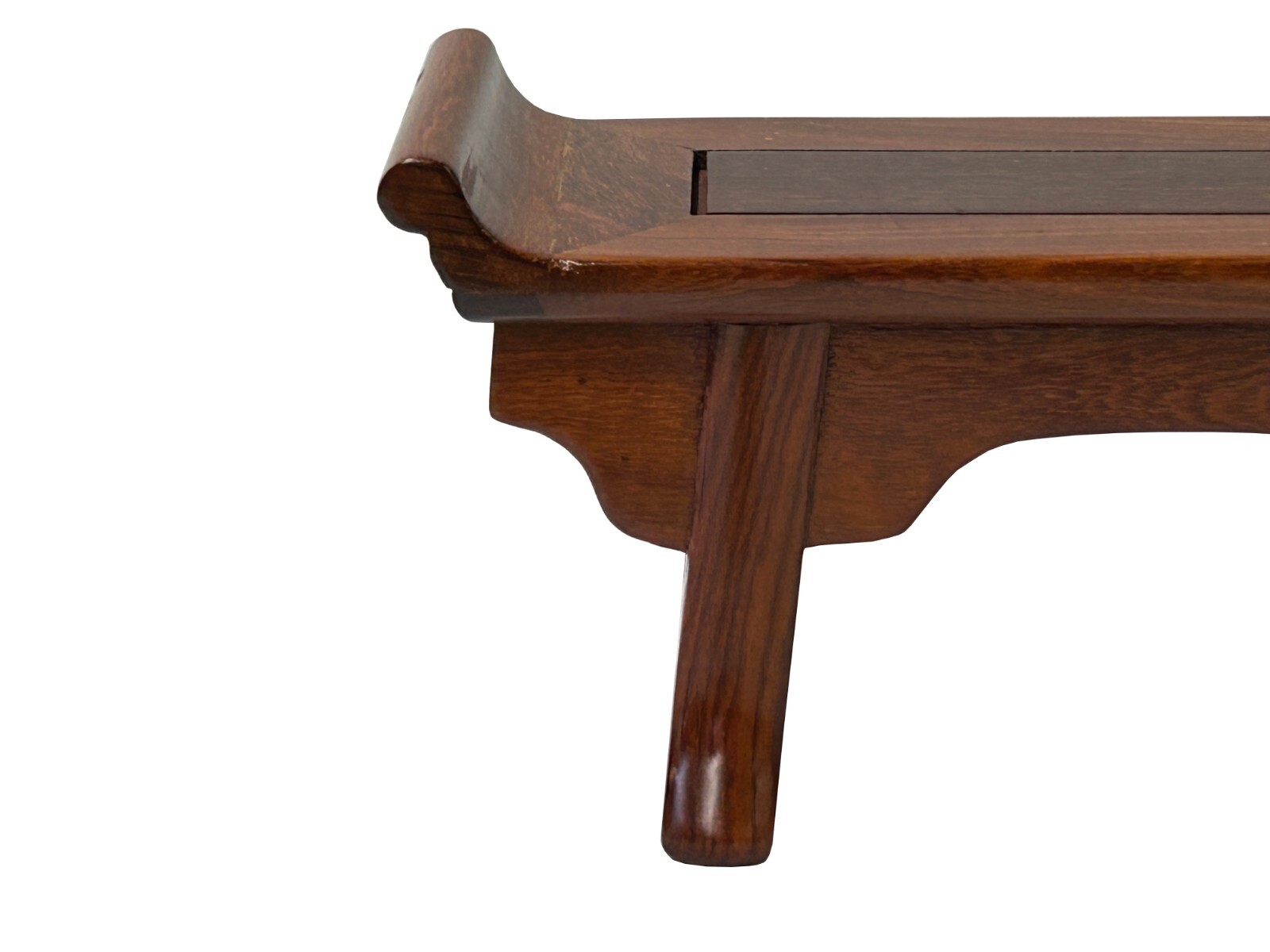 8″ Chinese Light Brown Altar Point Edge Shape Accent Wood Display Stand st1207