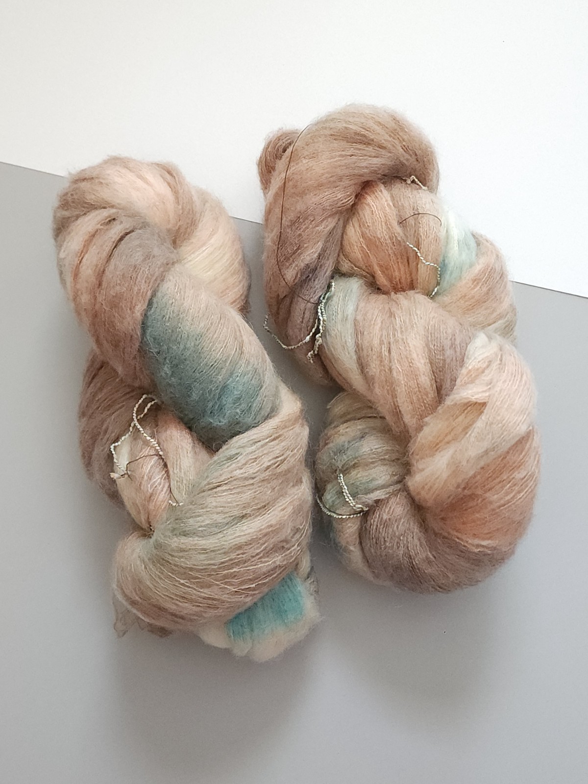 184g Hand Dyed Silk Kid Mohair Yarn Lace Variegated Nomad Earth Camel Turquoise