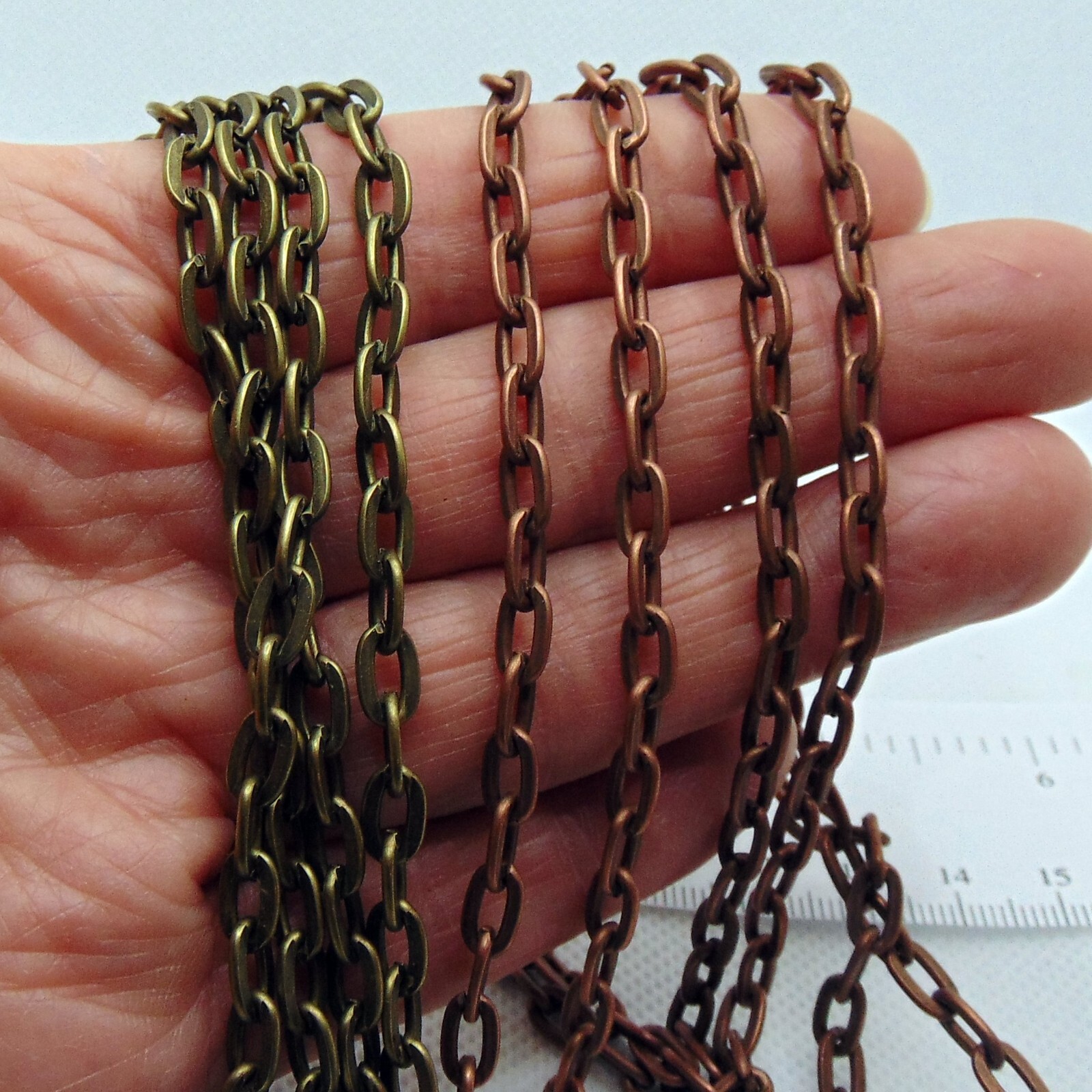 Antique COPPER Flat CABLE Chain ~ 5mm x 8mm Sturdy Links ~ No-Nickel 5 – 100 ft