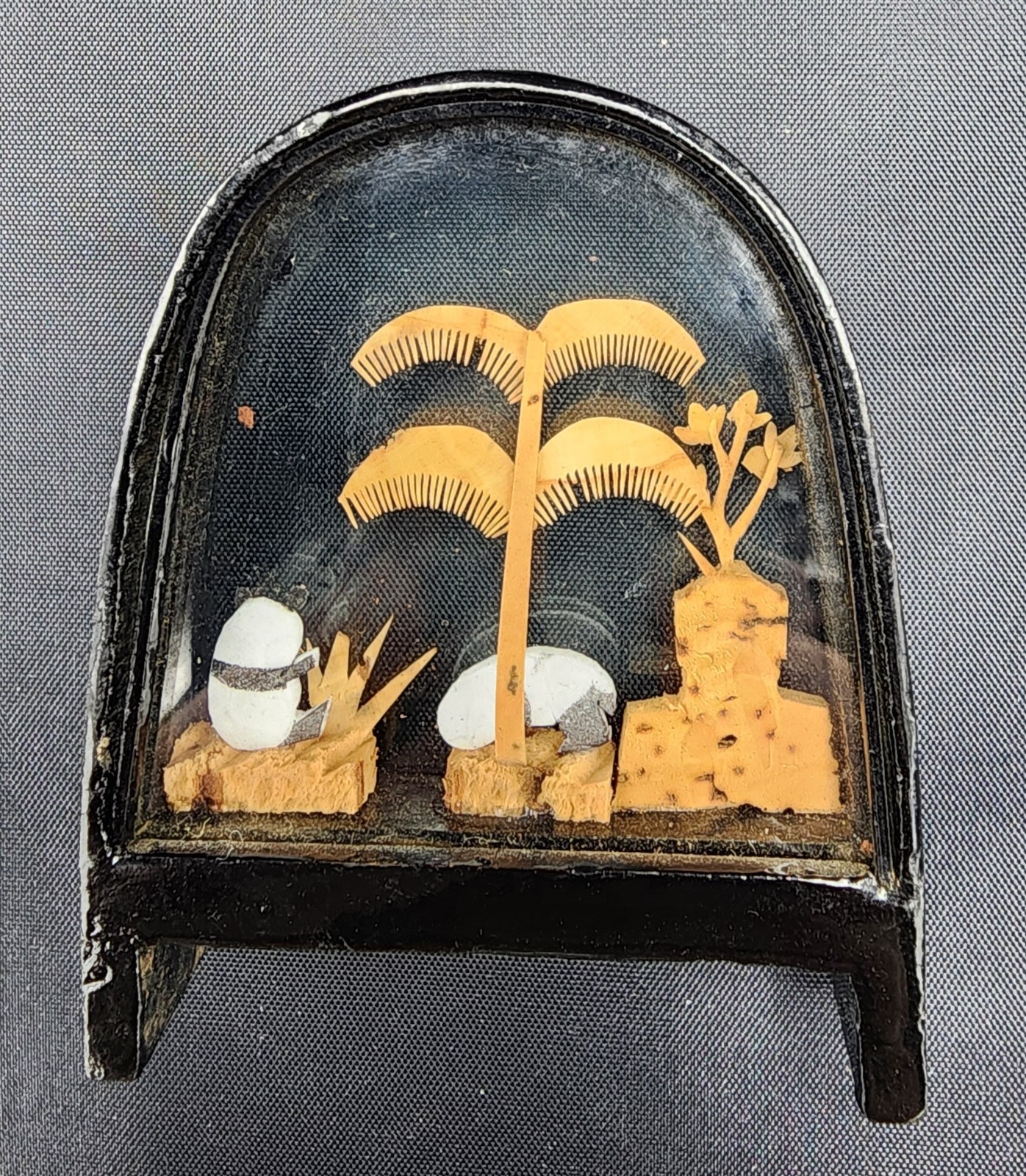 Vintage Hand Carved Chinese Asian Cork Diorama 3D Scene Tree Bamboo Panda