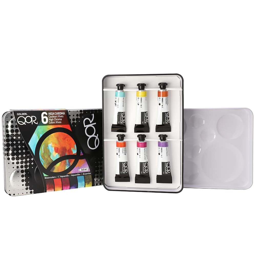 QoR High Chroma 6 Set by GOLDEN, 6 x 5 ml 1 Fl Oz (Pack of 1), Multicolor