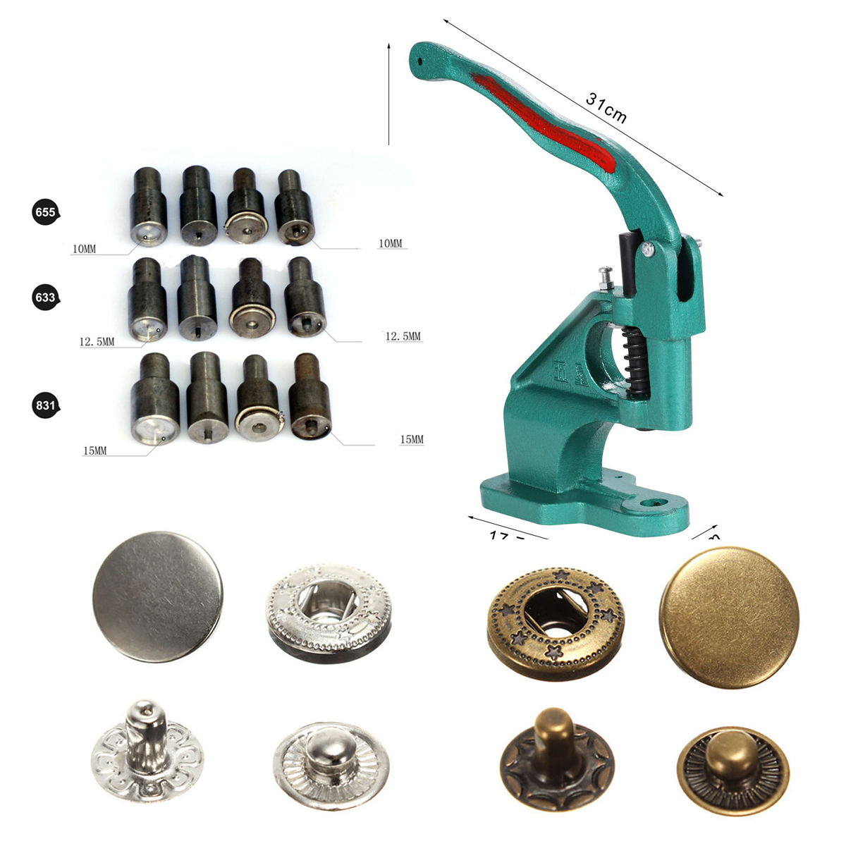831 633 665 Snap Pressing Machine Snap On Tool Various Dies Sets Snap Fasteners