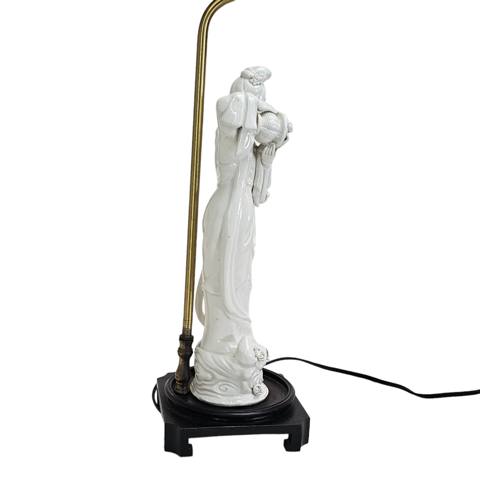 Vintage Chinese Blanc De Chine Porcelain Guanyin Kwanyin Figurine Lamp