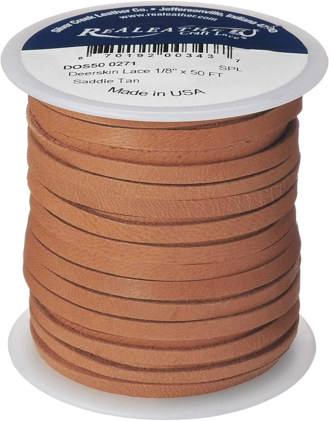 Realeather Deerskin Leather Lace | Size 1/8″ x 50′ (4.8mm x 15.24m) | 2/3 oz…