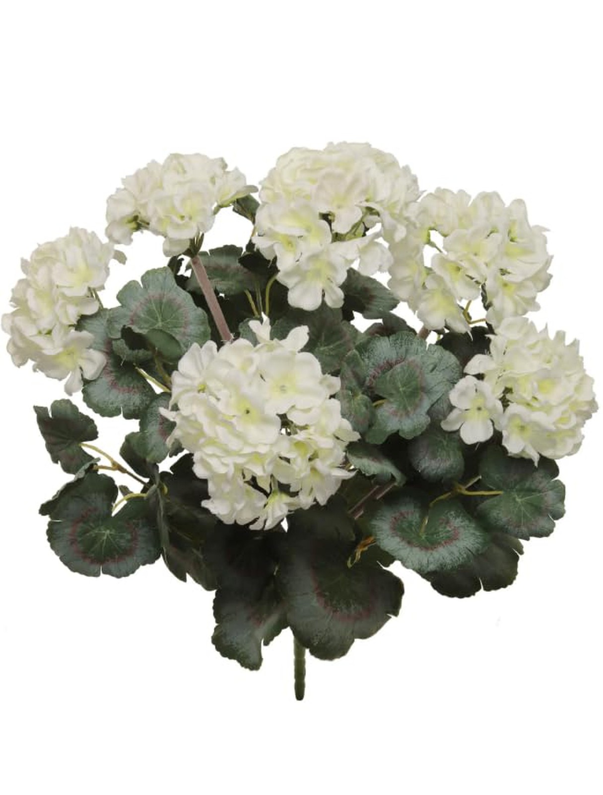 18″ White Real-Touch Artificial Geranium Bush, UV & Water Resistant Faux Silk…