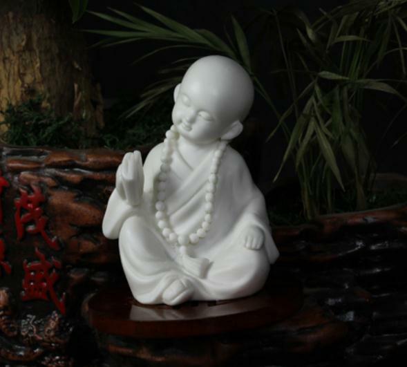 3.6″Chinese White Porcelain Ceramics Lovable Little Monk Figurine Statue Statues