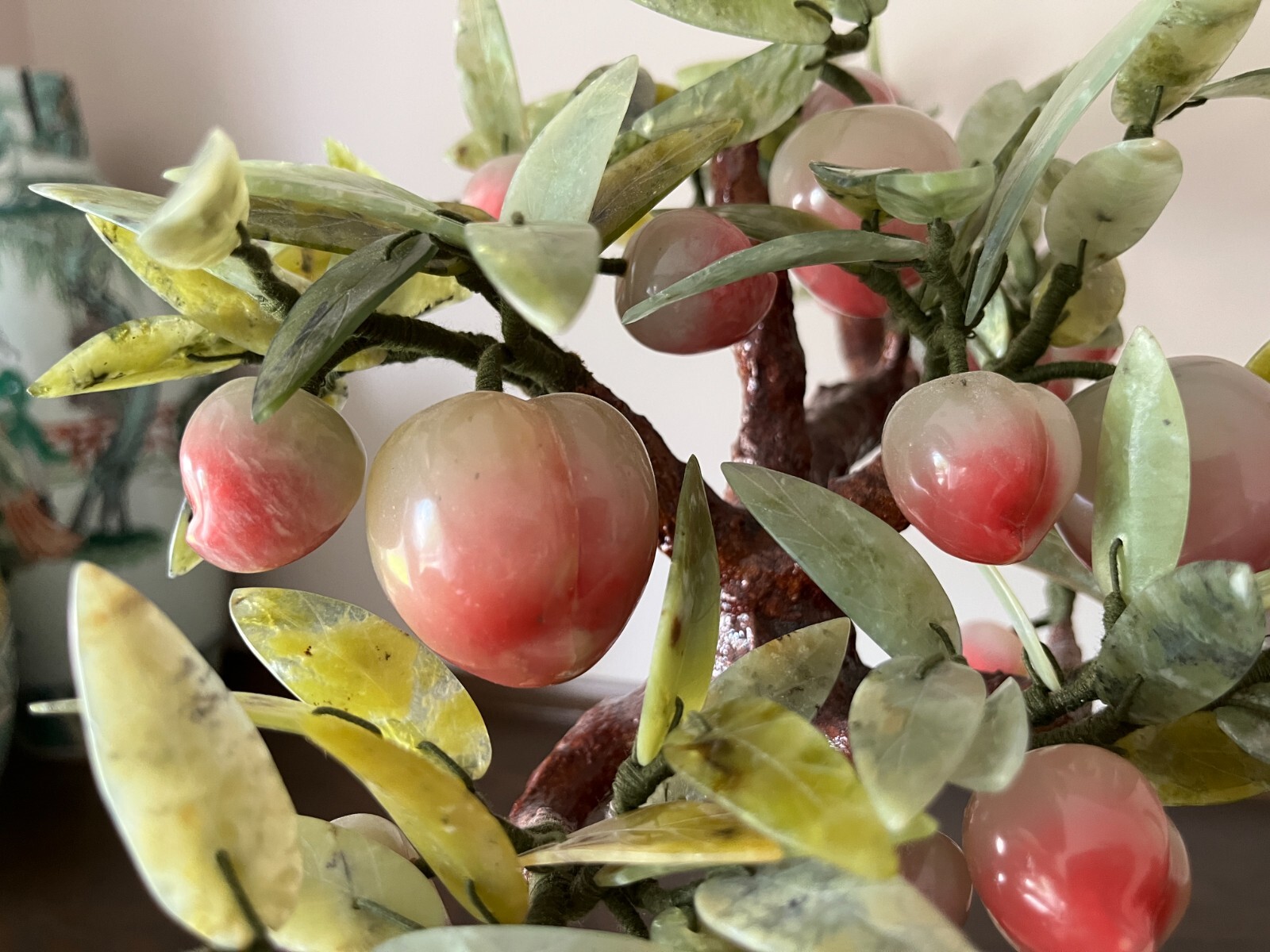 Chinese Carved jade Gemstone Peach Tree ,BonsaiTree 1970-1980
