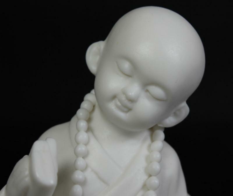 3.6″ Chinese White Porcelain Ceramics Read A Book Little Monk Figurine Statue