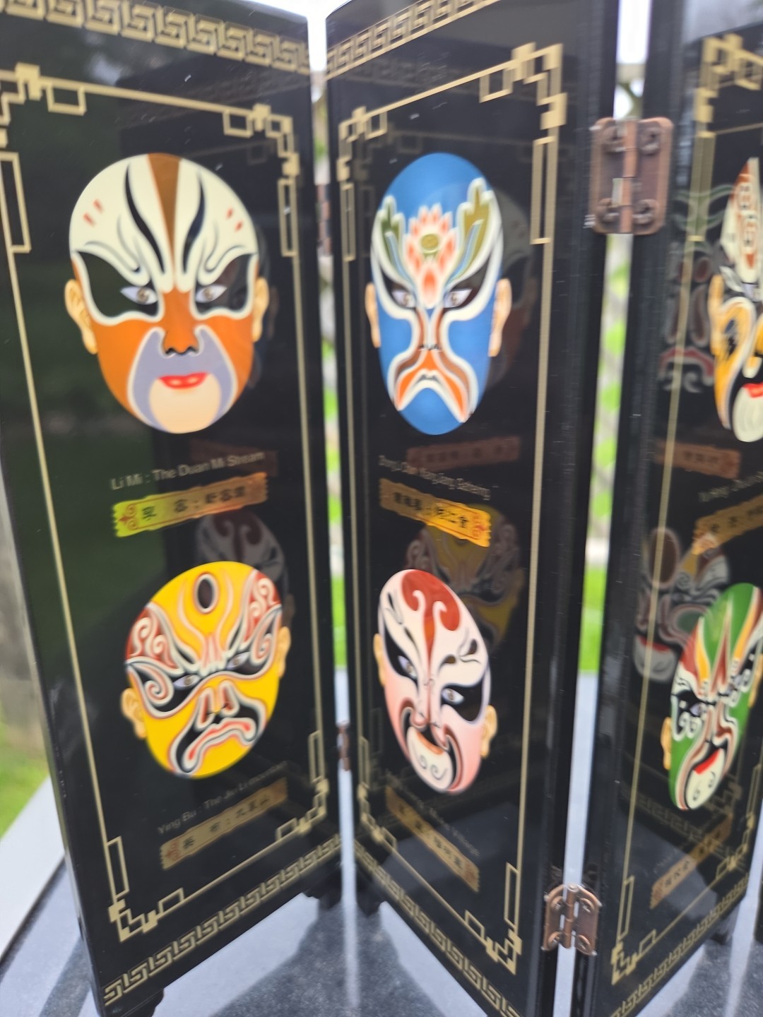 Chinese Mini 6 Panel Folding Screen Facial Makeup of Peking Opera Masks 18″ Asia