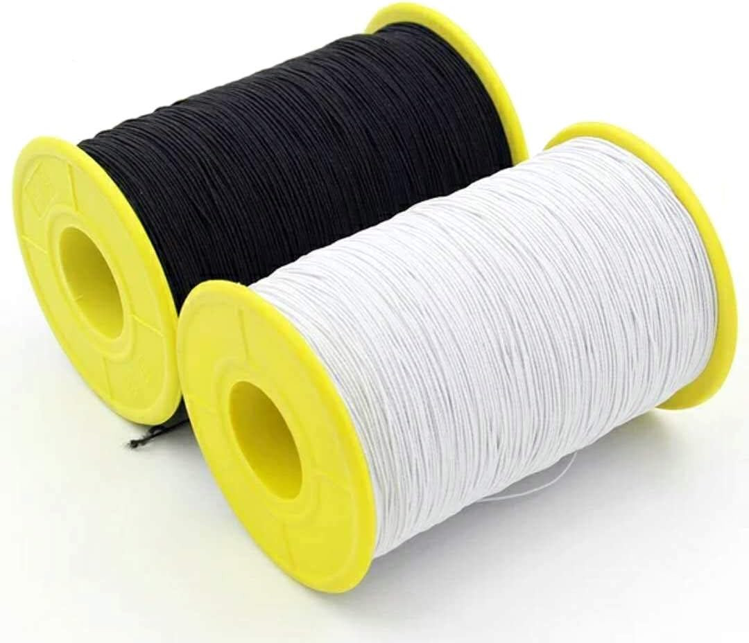 Milcraft (2 Rolls) White and Black Elastic Thread 547 Yard Package 0.5Mm Thickne