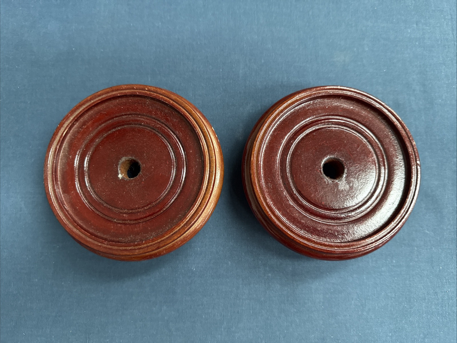 2 Chinese Wood Display Stands Vase Bowl Lamp Inset 3 1/2″