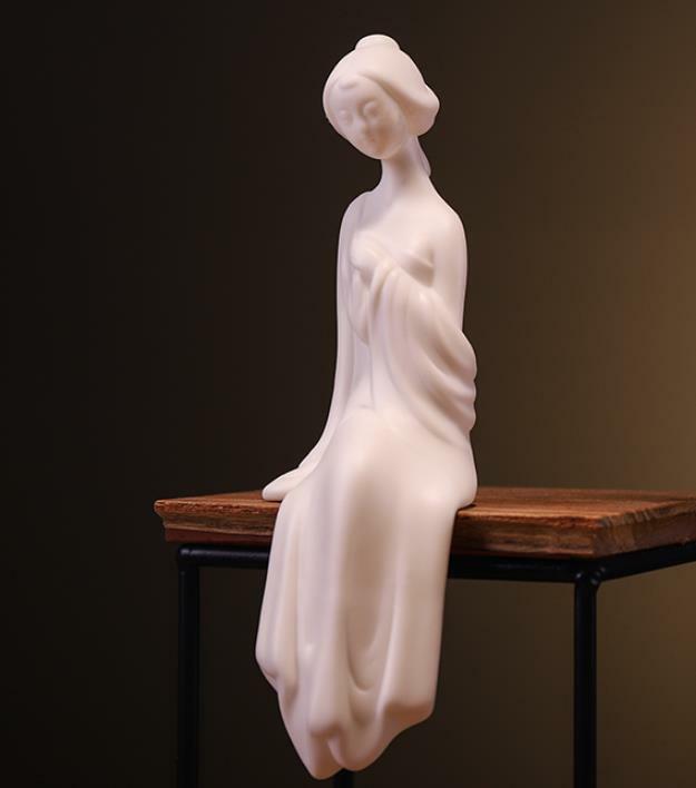 7″ Chinese White Porcelain Ceramics Beautiful Woman Figurine Statue Statues 2