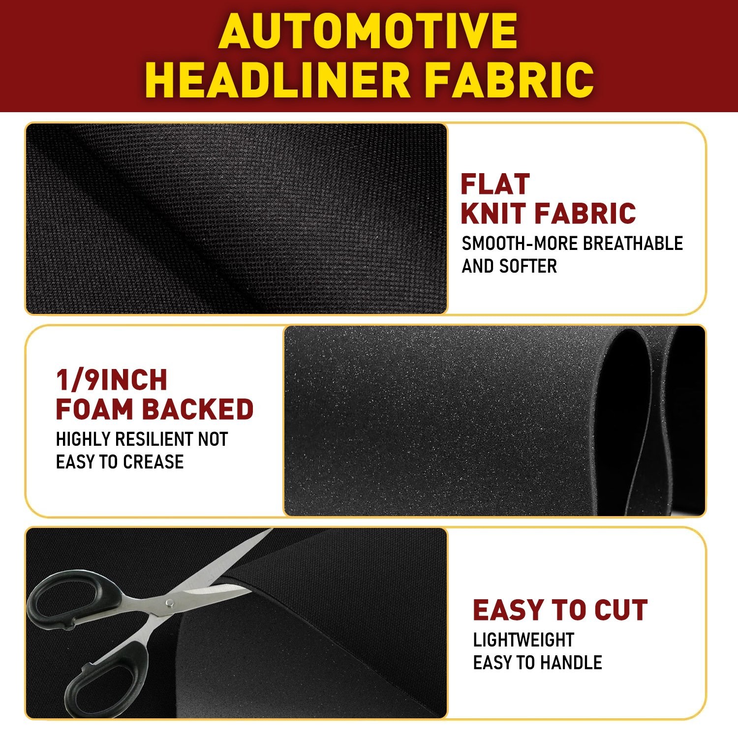 60″×60″ Interior Flat Knit Material for Car Truck Roof Headliner Material Fabric