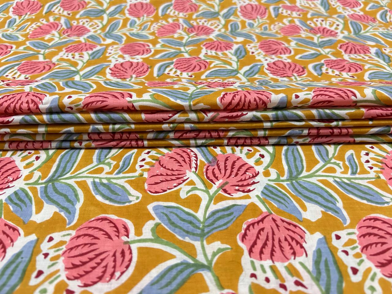 20 Yard Hand Block Print Handmade Cotton Indian Natural Sewing Crafts Fabric