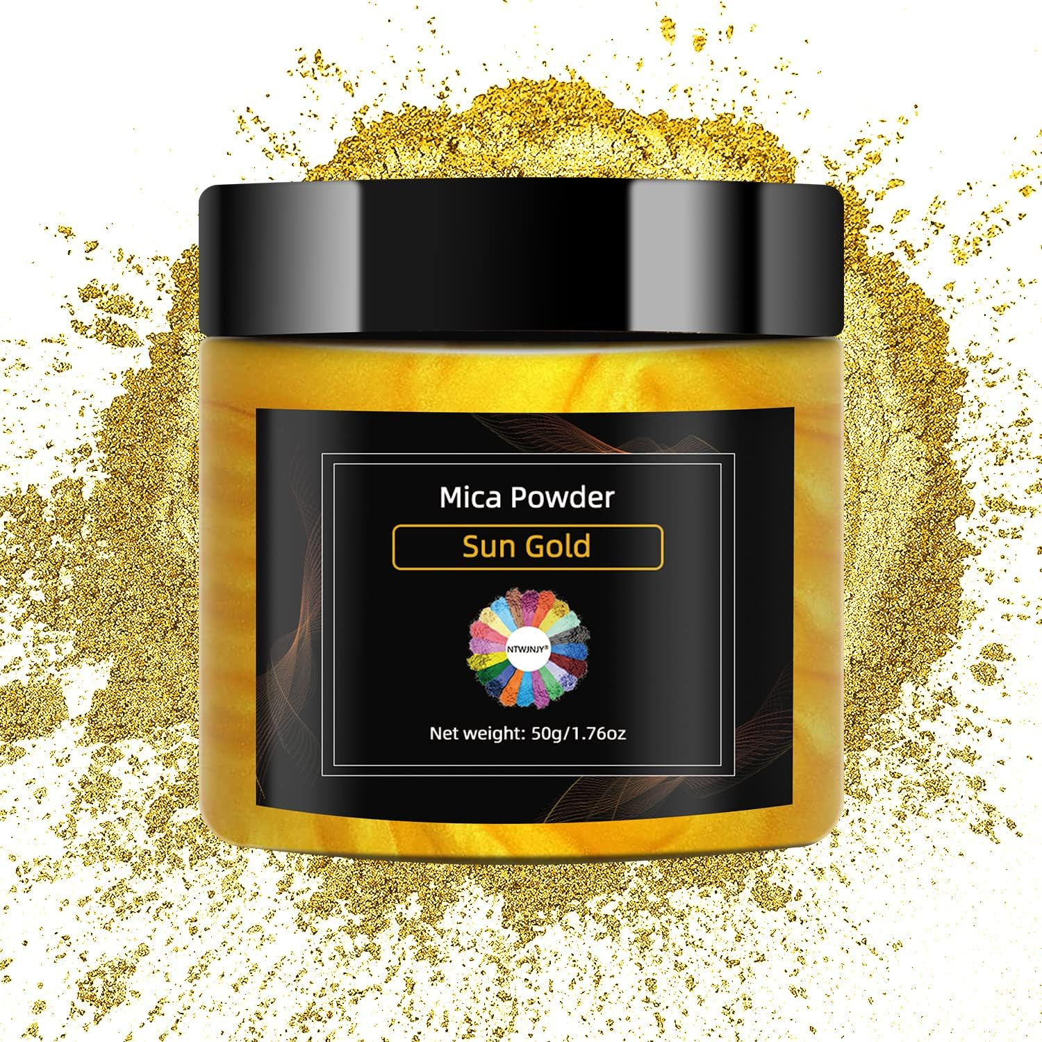 Sun Gold Mica Powder for Epoxy Resin Natural Shimmer Mica Powder 1.7oz