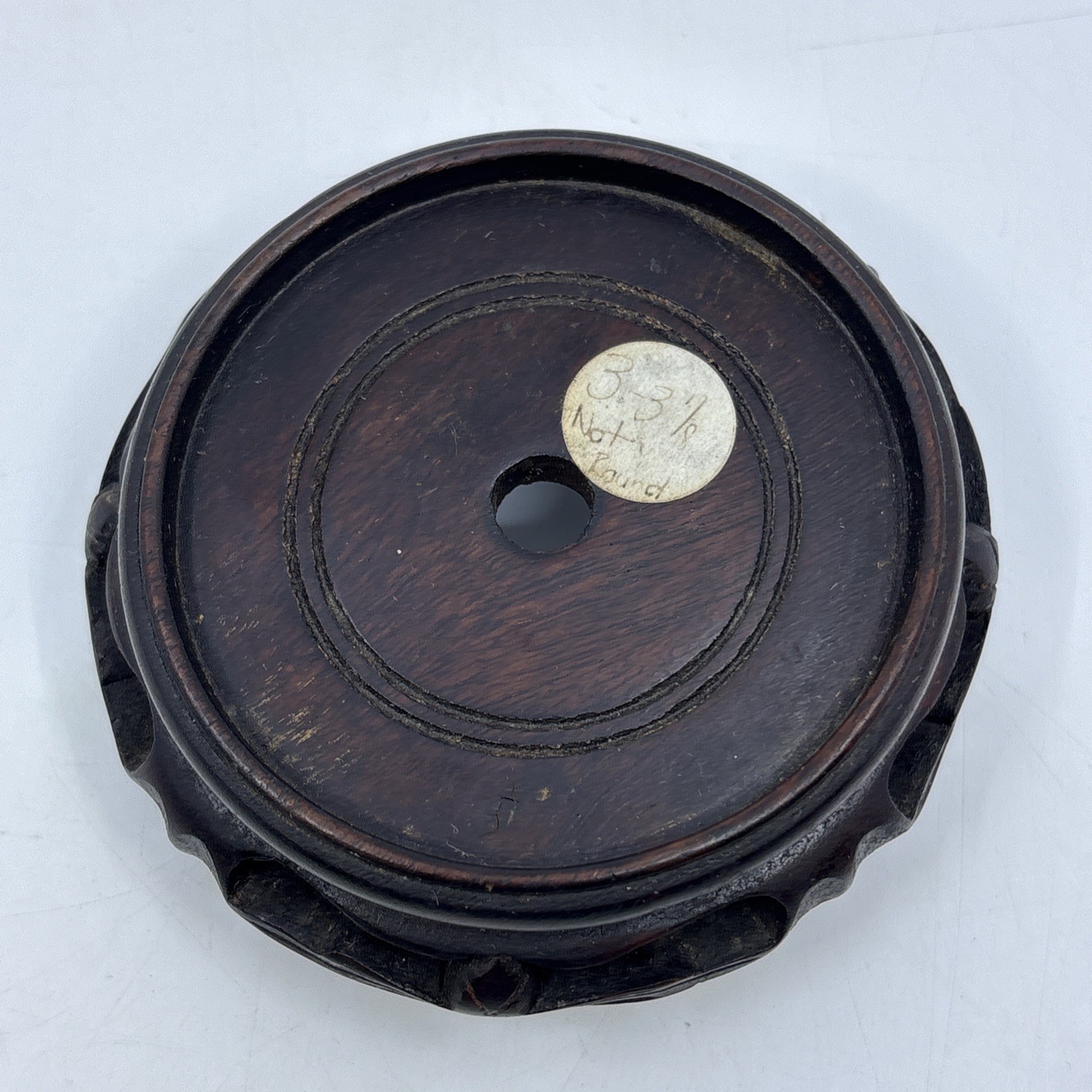 Vtg Chinese Wood Display Stand Vase Plant Asian Lamp Base 3″ Inner Diameter