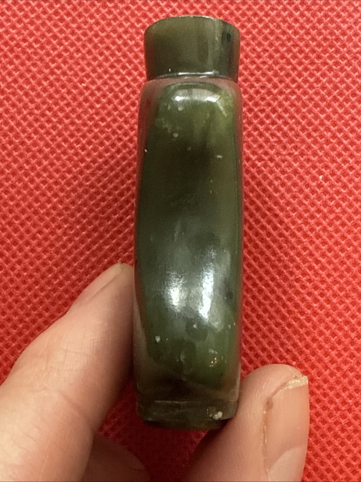Vintage Landscape Nephrite Jade Snuff Bottle- Missing Cap