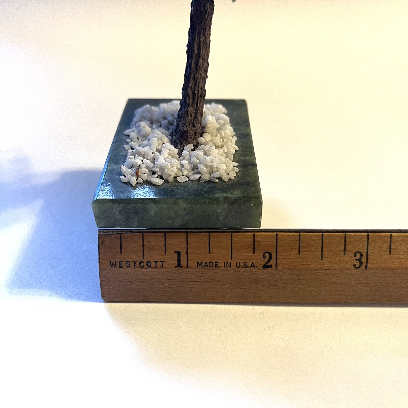 Vtg Asian Flowering Blossom Tree Hand Carved Jade Agate Semi-Precious Stone 8″H