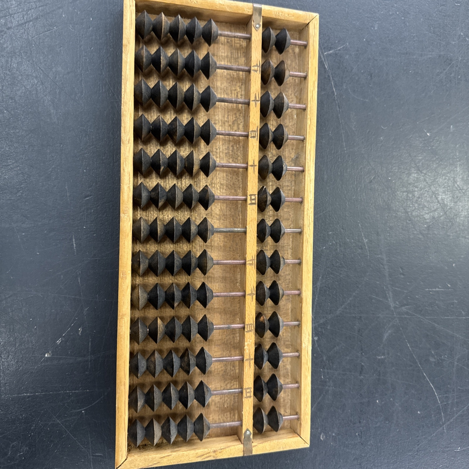 Vintage Wooden Abacus with 13 Rods and 91 Beads 12 Inches Rustic (i10)