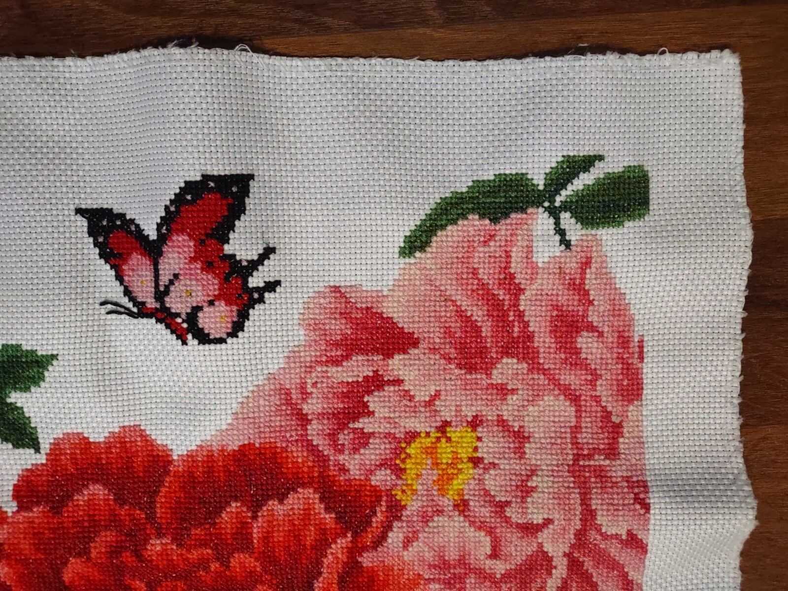 Asian handmade Floral Tapestry embroidered Cross Stitch 41 X 16 Wall Hanging