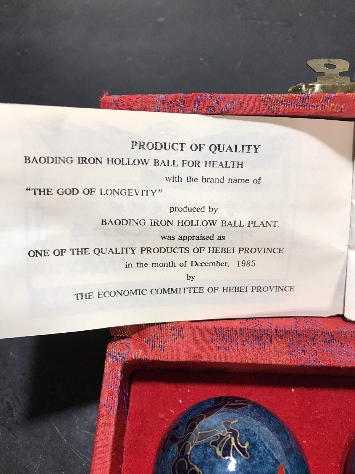 Shou Xing Iron Ball Direction Meditation Balls Painted Dragons w/Case Pre-owned