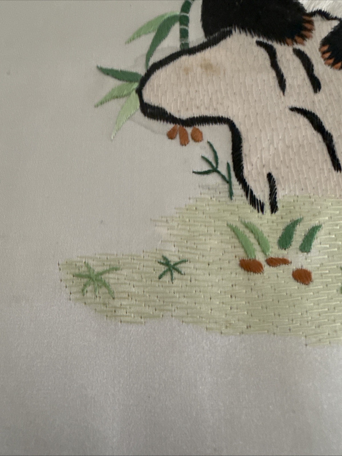 Vintage Chinese Panda Bear Suzhou Silk Embroidery Panels 9x 9