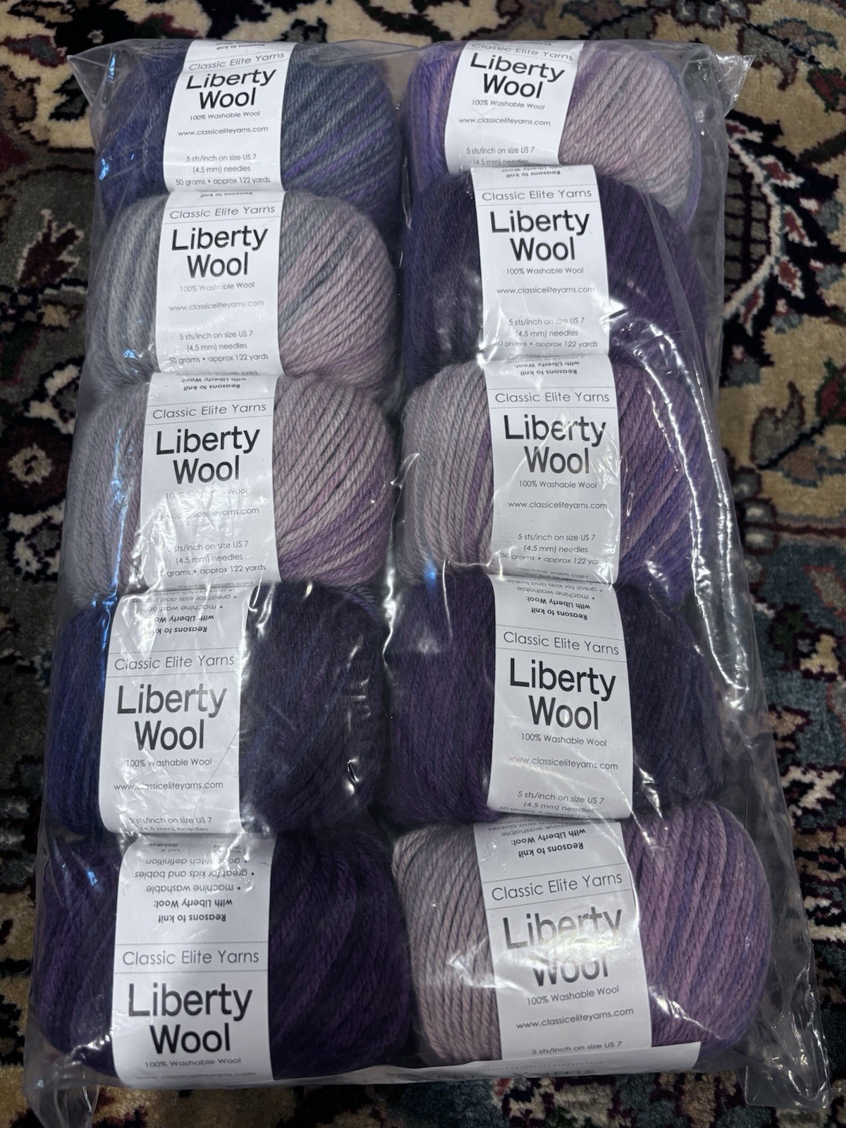 Liberty Wool Classic Elite Yarn Multicolor 2090 Washable Ten Skeins 100% Wool