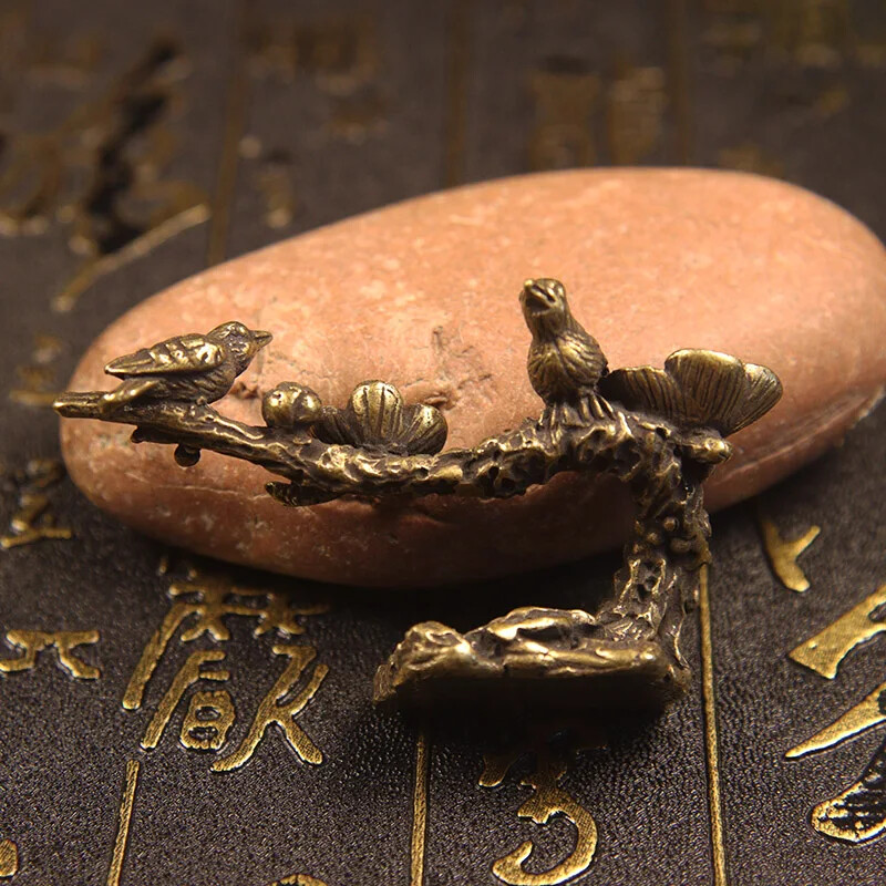 Pure Copper Plum Miniature Ornaments Antique Brass Figurine Decorations Craft