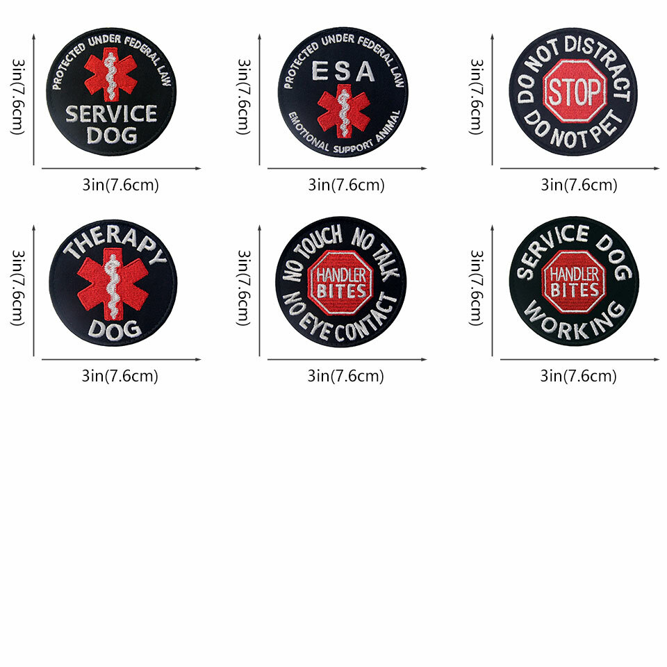 Service Dog vest patches Embroidered Hook Loop transfers Badges Many Choices