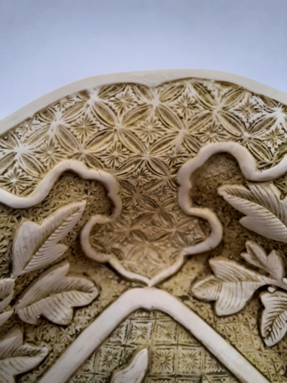 Vintage Asian Carved Resin High Relief Dragons Flaming Pearl and Florals Tray