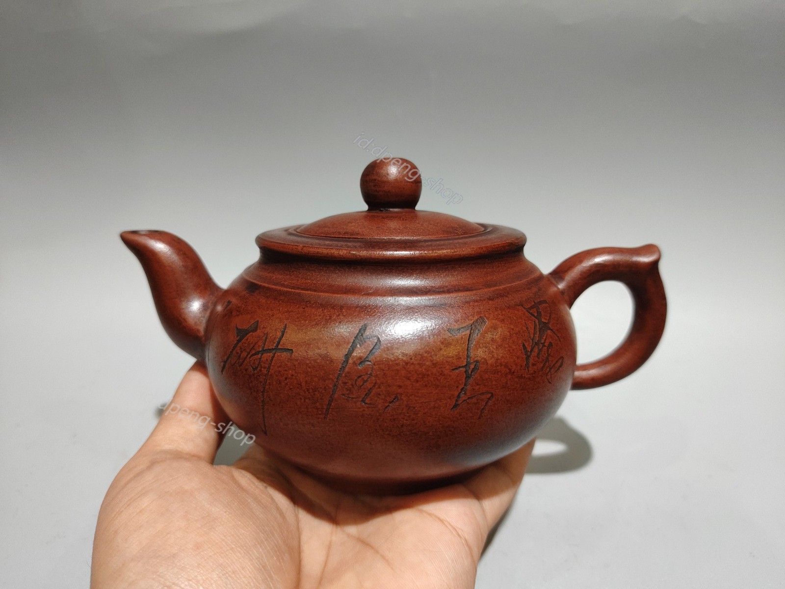 7″ Chinese Yixing Zisha Pottery Red Clay Quiet Leisure Elegant Auspicious Teapot