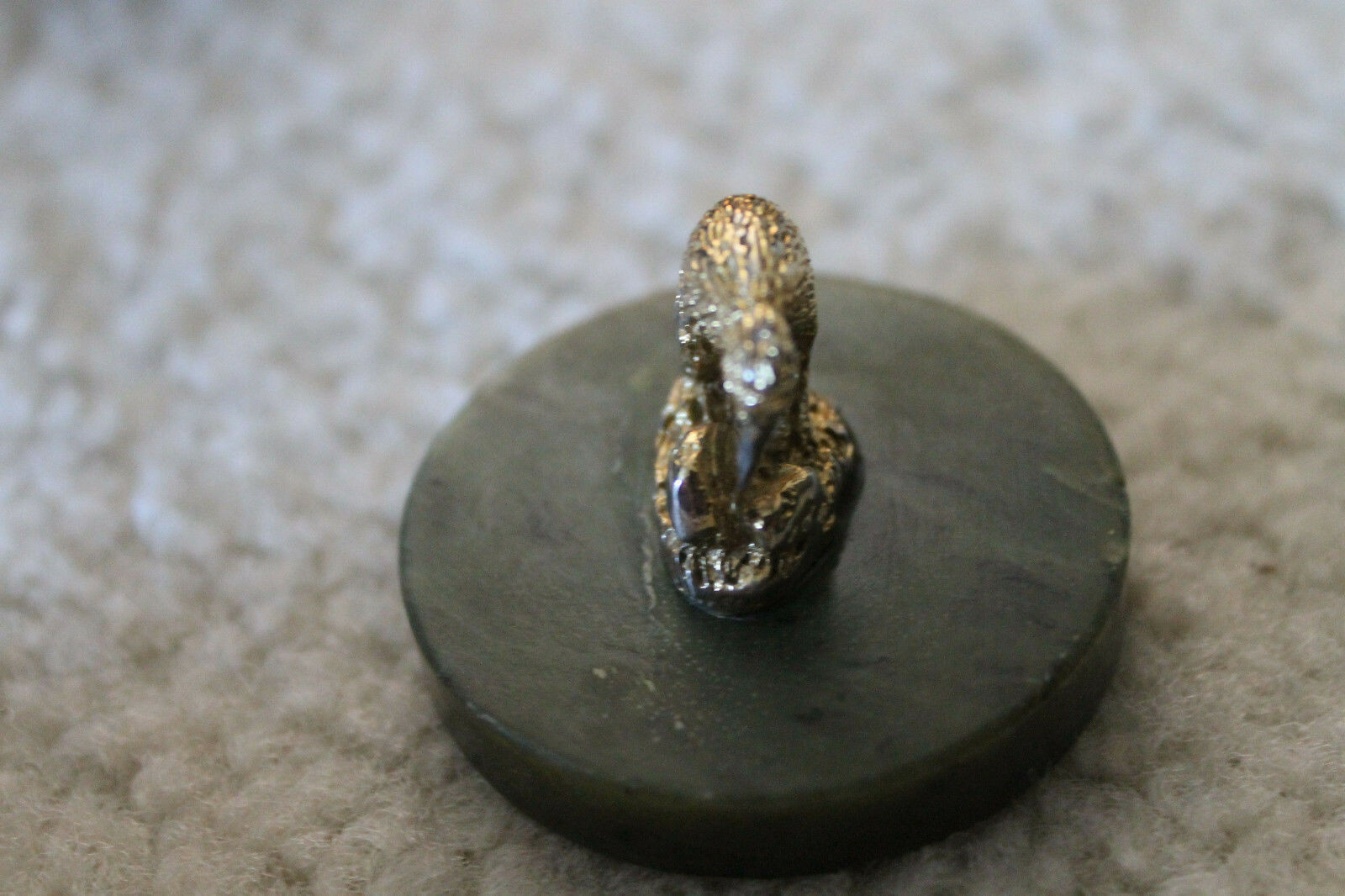 Very neat two Small metal statues with Jade bases
