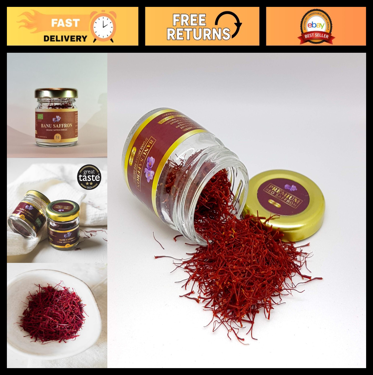 Premium Organic Saffron Threads – All Red, Certified, 2g (0.07oz) – Spice for Co