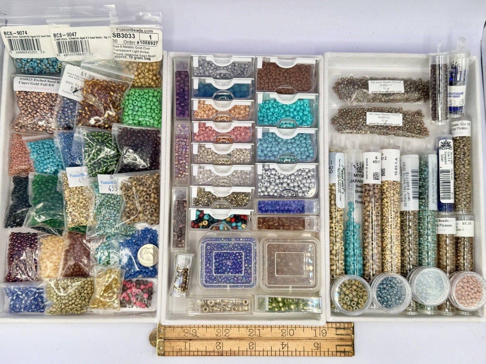 2.3 Lbs Round Seed Beads 8/0 6/0 Mixed Colors Czech Japanese Bulk Artisan Lot